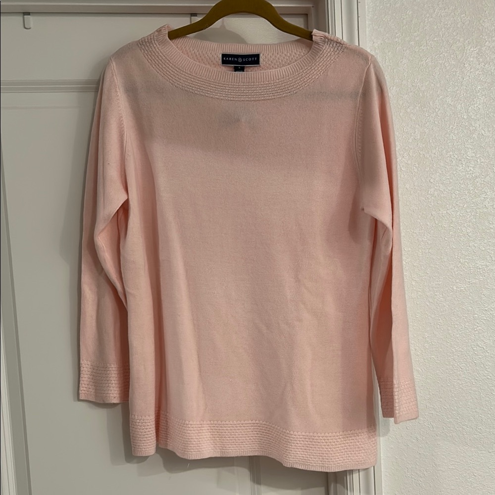 Karen Scott Light Pink Knit Top